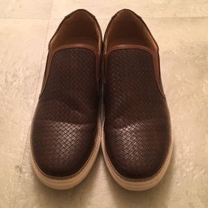 Joseph Abboud brown woven casual slip on shoes